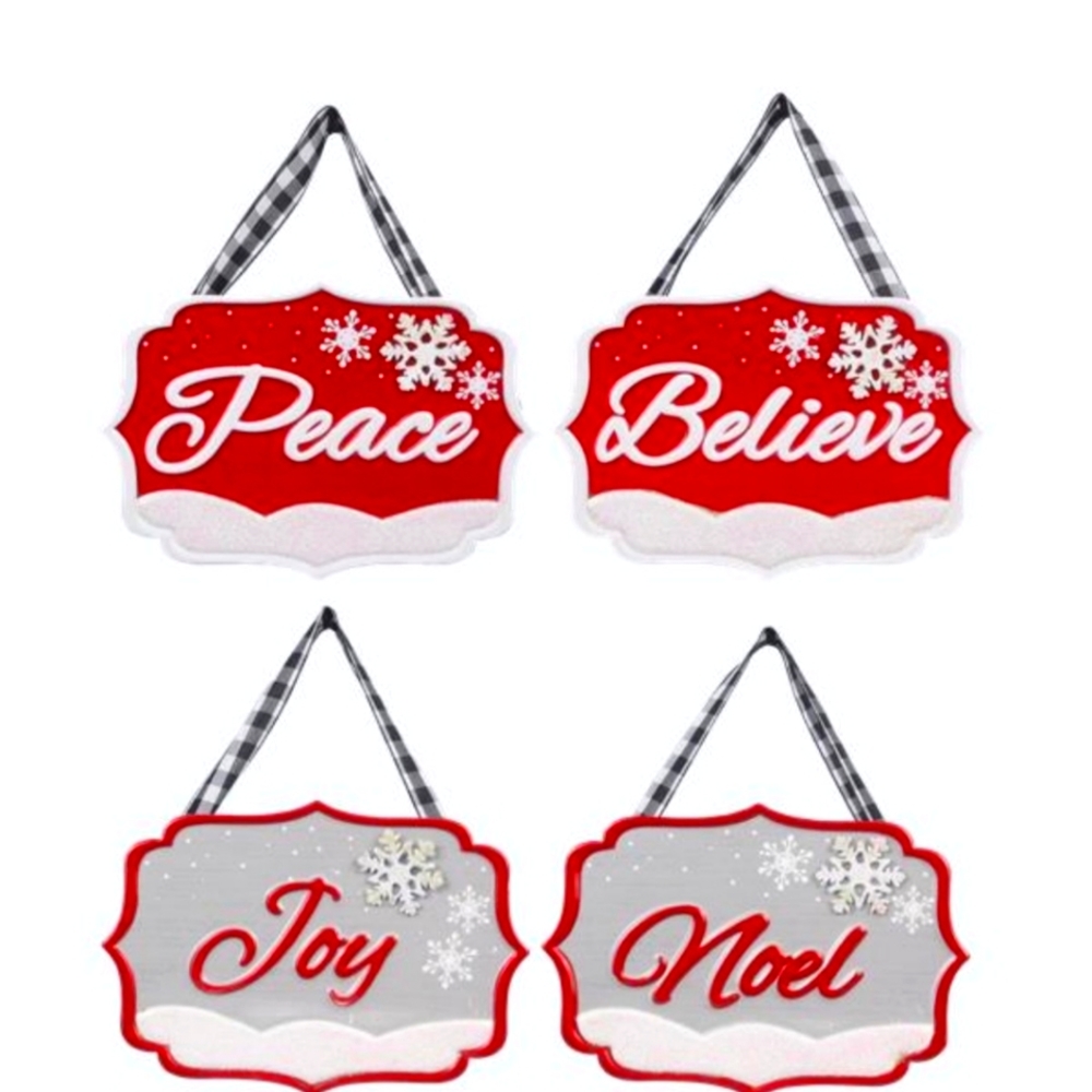 Set of 4 metal Christmas ornaments